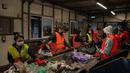 Untuk mengatasi hal tersebut, Pemerintah Kota North Corfu telah meluncurkan program yang mengharuskan warga memisahkan sampah mereka ke dalam lebih dari selusin tempat sampah. Tampak dalam foto, para pekerja memisahkan benda-benda plastik dari bahan limbah lainnya di atas conveyor belt di pabrik daur ulang di kota Corfu pada 15 Oktober 2025. (Angelos TZORTZINIS/AFP)