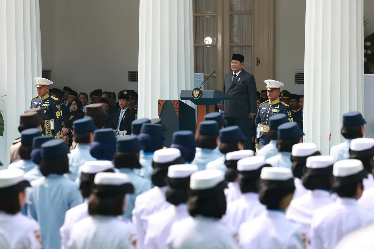 Presiden Prabowo Subianto memimpin Upacari Hari Lahir Pancasila di Gedung Pancasila, Kementerian Luar Negeri, Senin (1/6/2026).