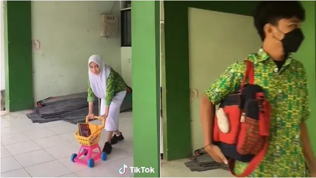 Kelakuan Kocak Anak Sekolah Saat Dilarang Pakai Ransel, Ini 8 Benda yang Dibawa