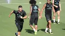 Cristiano Ronaldo melakukan sprint saat sesi latihan di Real Madrid sport city, (15/8/2017). Real Madrid akan melawan Barcelona pada leg kedua Piala Super Spanyol. (AFP/Javier Soriano)