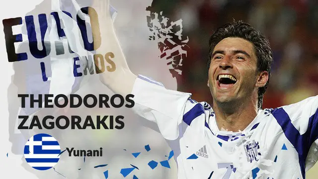 Berita motion grafis profil legenda Theodoros Zagorakis, kapten karismatik Yunani yang tampil mengejutkan di Piala Eropa 2004.