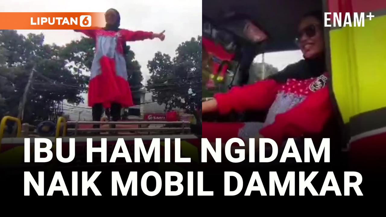 VIDEO: Sering Nonton Aksi Damkar, Ibu Hamil Ngidam Naik Mobil Damkar