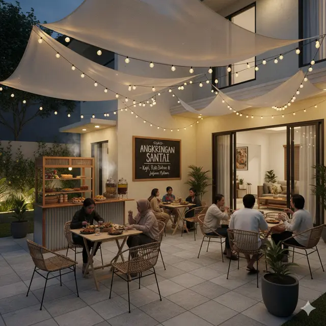Desain Warung Ala Angkringan Modern di Teras Rumah, Nyaman dan Estetik untuk Usaha 2025