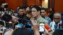 Belanja pemerintah pusat terealisasi sebesar Rp2.602,3 triliun atau 96,3% dari target. Dari jumlah tersebut, belanja kementerian dan lembaga mencapai Rp1.500,4 triliun atau 129,3% dari target, sedangkan belanja non-kementerian dan lembaga tercatat Rp1.102,0 triliun atau 71,5% dari target. Tampak dalam foto, Menteri Keuangan (Menkeu) Purbaya Yudhi Sadewa saat memberi keterangan usai Konferensi Pers APBN Kita, di Kantor Kementerian Keuangan, Jakarta, Kamis (8/1/2026). (merdeka.com/magang/Rendi Saputra)
