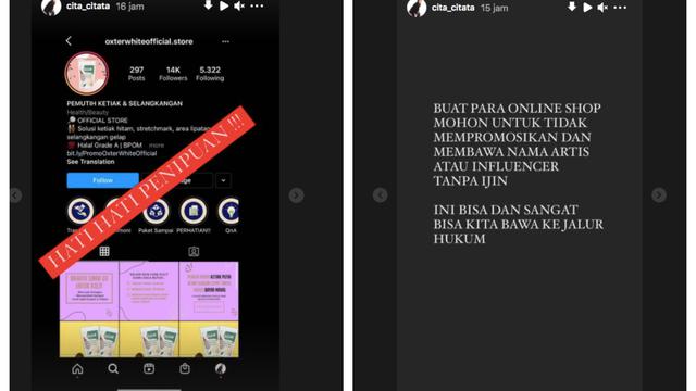 Nama Cita Citata dicatut untuk promosi obat pemutih ketiak.