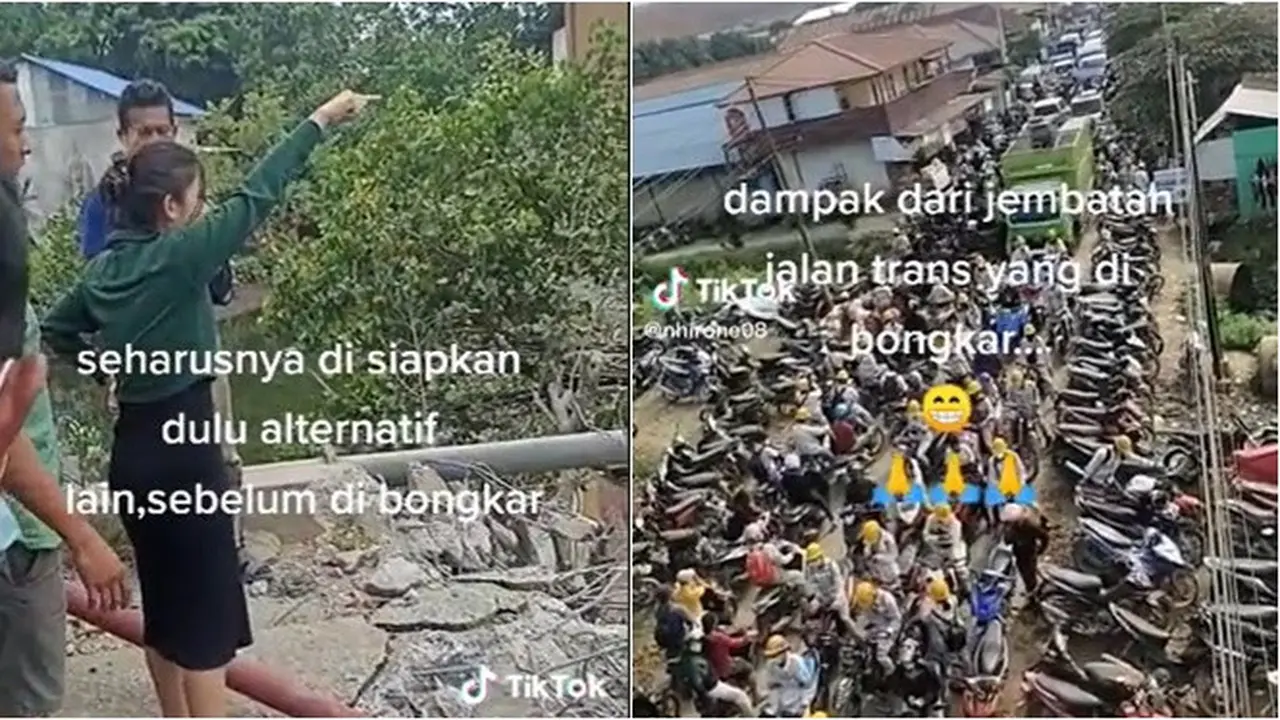 Viral Wanita Marahi Pekerja Proyek saat Jembatan Dibongkar, Berakhir Minta Maaf