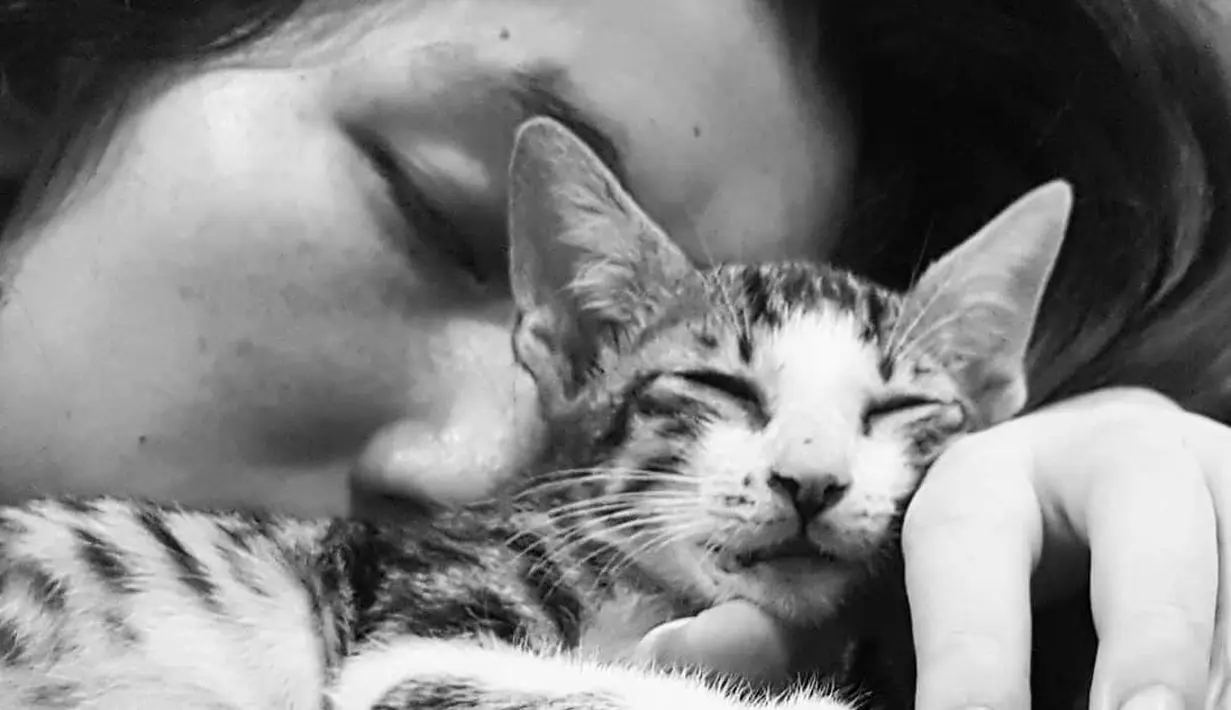 Devina Aureel mulai sering membagikan momennya bersama kucing kesayangan sejak April 2020 lalu. Devina terlihat memberi kasih sayang yang besar pada Macican, (Liputan6.com/IG/@devinaureel).