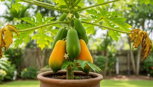 Ilustrasi pepaya di pot. [Foto: Gemini]