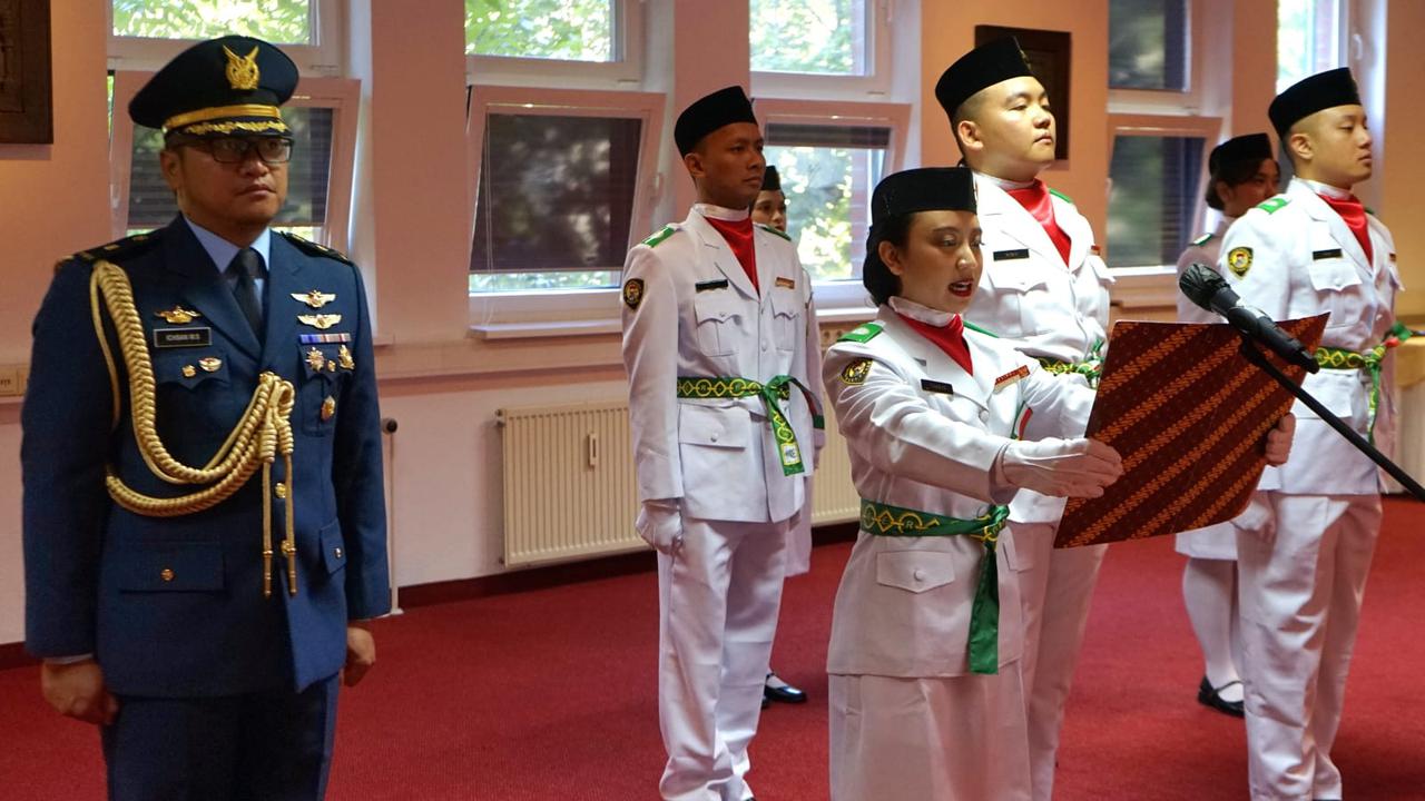 Pelantikan Paskibra di KBRI Jerman. (Istimewa).