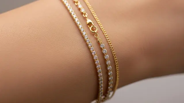 Gelang Rantai Tipis dengan Sentuhan Berlian Mikro