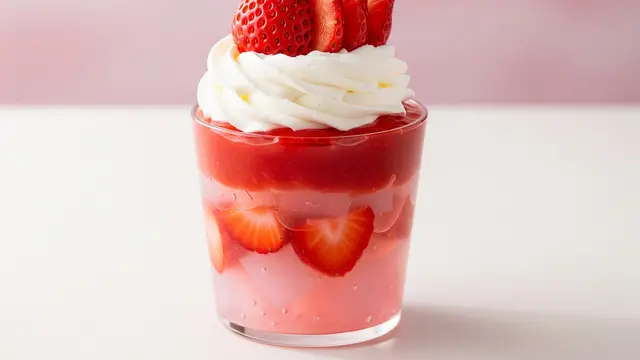 Resep Puding Kaca Stroberi Kekinian