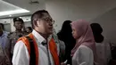 Anas Urbaningrum saat memasuki ruang persidangan di Pengadilan Tipikor, Jakarta, Kamis (11/9/2014) (Liputan6.com/Andrian M Tunay)