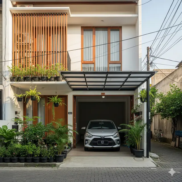 Desain Rumah Sempit Ada Garasi Mobil Kecil