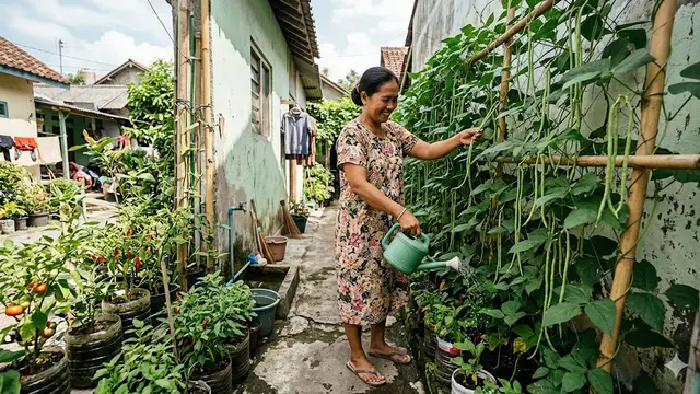 Trik Membuat Kebun Kacang Panjang Vertikal Anti Sempit untuk Pekarangan Mini