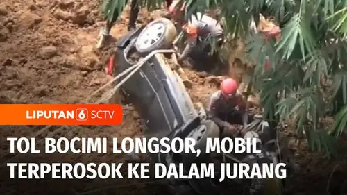 VIDEO: Tol Bocimi Longsor, Sebuah Mobil Terperosok ke dalam Jurang Berhasil Dievakuasi
