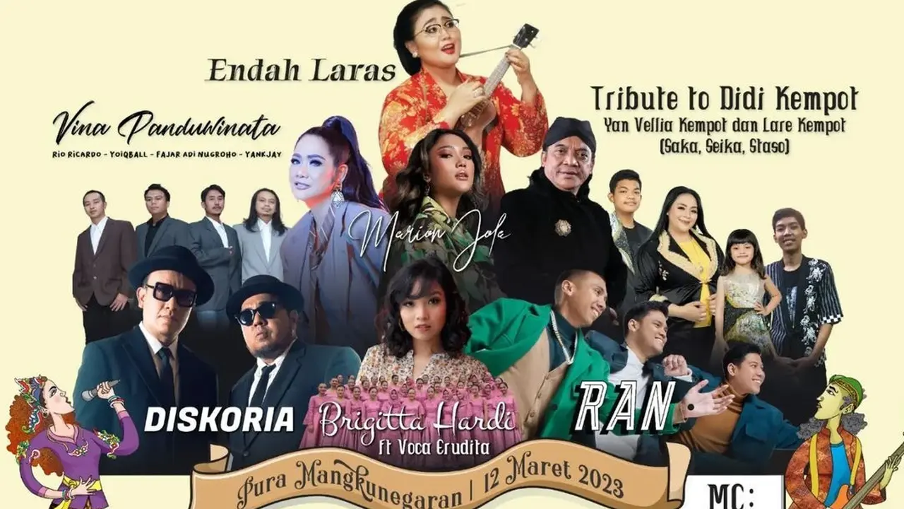 Marion Jola, RAN, Hingga Vina Panduwinata Siap Ramaikan Laras Hati Mangkunegaran Musik Festival 2023
