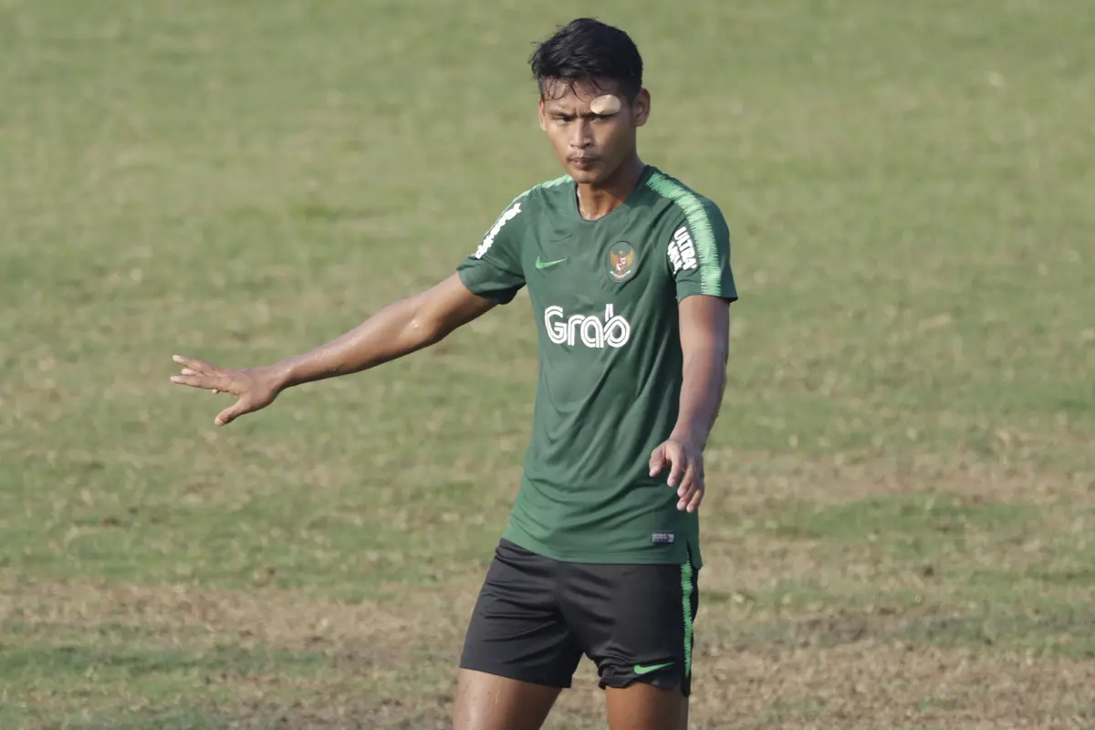 Pemain Timnas Indonesia U-22, Septian Bagaskara. (Bola.com/Vitalis Yogi Trisna)