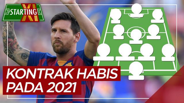Berita motion grafis starting XI pemain La Liga yang kontraknya habis pada 2021, di dominasi pemain Real Madrid dan Barcelona.