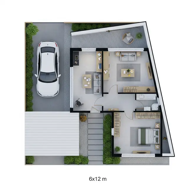 Model Rumah 6x12 Sederhana