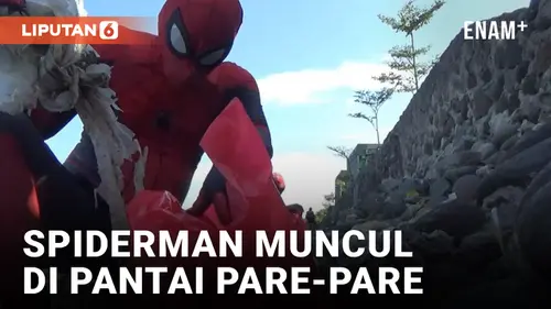 VIDEO: Spiderman Muncul Saat Aksi Bersih-Bersih Sedunia di Pare Pare
