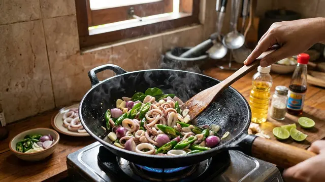 Resep Cumi Tumis Cabai Hijau dan Bawang (AI Generated)