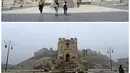 Foto kombinasi menunjukkan Kota Tua Aleppo sebelum (24/11/2008) dan sesudah perang (13/12/2016), Suriah. (REUTERS / Omar Sanadiki) 