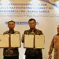 PT Pertamina Hulu Sanga Sanga (PHSS) Regional Kalimantan Subholding Upstream Pertamina dan PT Migas Mandiri Pratama Sanga Sanga (MMPSS) menandatangani Perjanjian Pengalihan dan Pengelolaan 10 persen Participating Interest (PI) Wilayah Kerja (WK) Sanga Sanga untuk Provinsi Kalimantan Timur (Kaltim) di Jakarta, Senin (15/1/2024). (Dok. PT Pertamina Hulu Sanga Sanga (PHSS))