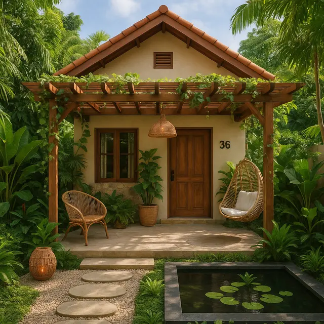 Model Teras Rumah Type 36 yang Bikin Betah Nongkrong Sore (Image by ChatGPT)