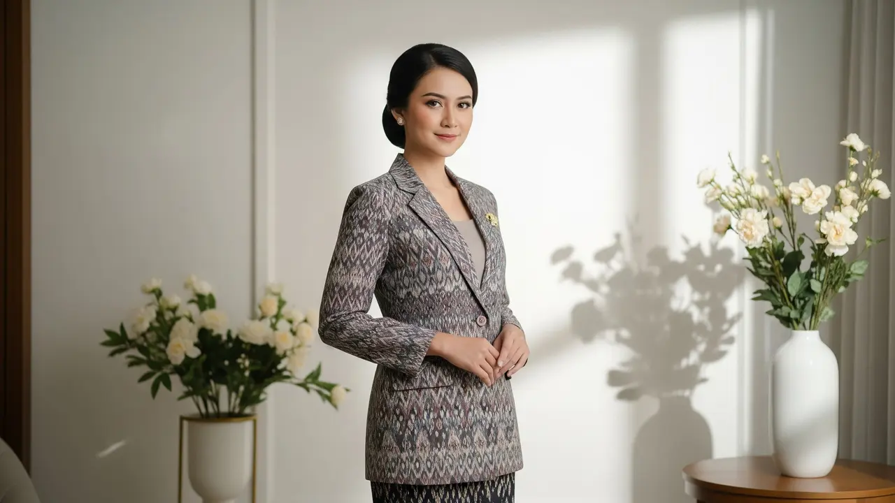 Model Baju Lurik Blazer yang Elegan di 2025/ Ilustrasi AI