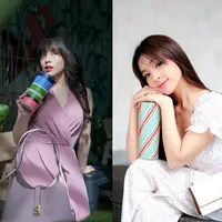 Eca Aura selalu dikenal dengan gaya yang girly dan fresh. Kali ini, ia memadukan floral jumpsuit dengan detail ruffle pada lengan, menciptakan tampilan yang anggun dan feminin. [Dok/KateSpadeNY].