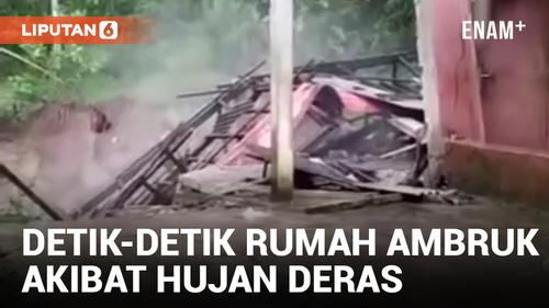 VIDEO: Diterjang Hujan Deras dan Tanah Longsor, Sebuah Rumah di Malang Ambruk