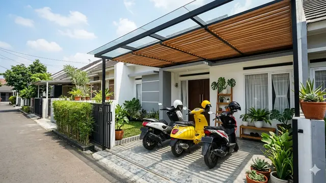 Inspirasi Teras Rumah Jadi Garasi Motor Estetik Tanpa Tambah Lahan