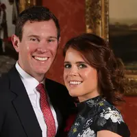 Jack Brooksbank dan Putri Eugenie. (dok. Jonathan Brady / POOL / AFP/Asnida Riani)