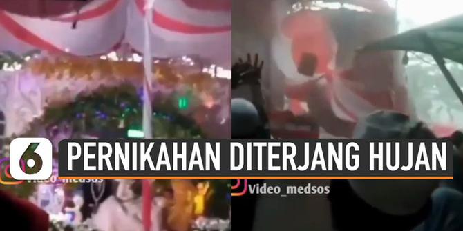 VIDEO: Viral Acara Pernikahan Diterjang Hujan Badai