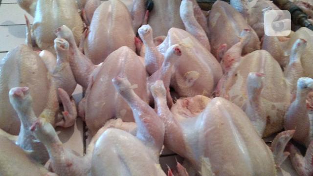 Daging ayam potong segar di Pasar Slipi
