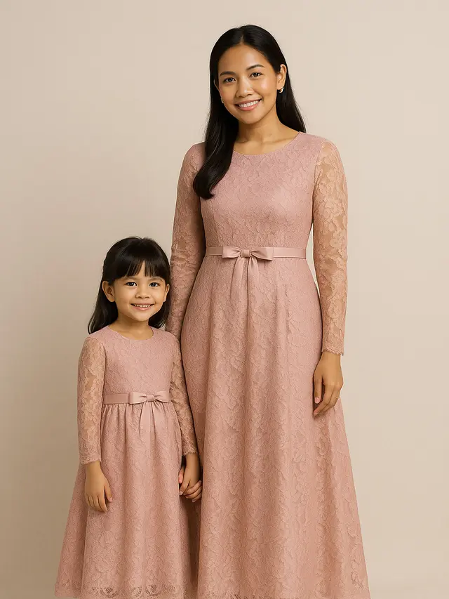 Long Dress Brokat Kembar Ibu dan Anak (Foto: ChatGPT)