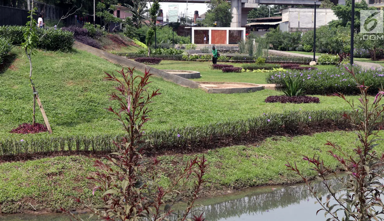 Petugas merapikan rumput di kawasan Taman Piknik, Jakarta, Minggu (20/1). Taman seluas 1 hektar ini menjadi salah satu tempat warga untuk menghabiskan waktu luang di hari libur. (Liputan6.com/Helmi Fithriansyah)