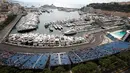 Pemandangan Sirkuit Monako saat Rio Haryanto beraksi dalam latihan bebas pertama F1 GP Monako, Kamis (26/5/2016). (AFP/Valery Hache)