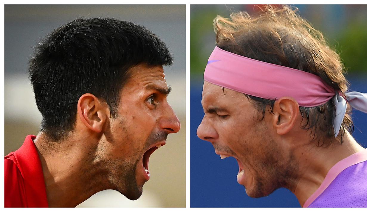 Pada babak perempatfinal Novac Djokovic berhadapan dengan Matteo Berrettini, petenis asal Italia sedangkan Rafael Nadal berjumpa dengan  Roland Garros, petenis asal Argentina. (Foto Kolase: AFP)
