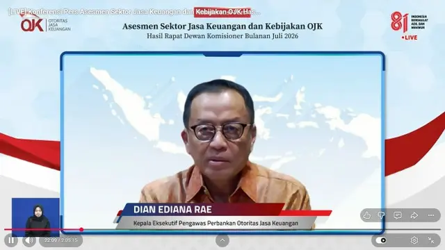 Kepala Eksekutif Pengawas Perbankan OJK Dian Ediana Rae saat konferensi pers hasil RDK OJK secara daring, Selasa (4/8/2026). (Foto: Liputan6.com/Immanuel Christian)