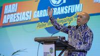 Menteri Koperasi dan UKM Teten Masduki di acara Hari Apresiasi Garda Transfumi di Jakarta, Rabu (24/11).