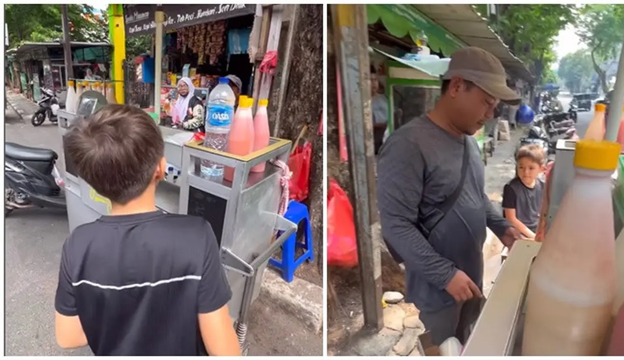 Setelah membeli tahu bulat, kakak kandung Don Azaiah Jan Verhaag ini mampir membeli telur gulung. Jajanan era 90-an yang masih populer ini menjadi salah satu jajanan favorit orang dewasa hingga anak-anak. Selain salut dengan El, netizen juga salut dengan cara Jessica Iskandar mendidik El Barack hingga kini tumbuh menjadi anak yang sopan, ramah, dan tidak gengsi untuk beli jajanan di pinggir jalan. (Liputan6.com/IG/@inijedar)