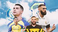 Ilustrasi - Karim Benzema dan Cristiano Ronaldo di Liga Arab (Bola.com/Decika Fatmawaty)