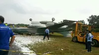 Pesawat TNI AU over run di Pekanbaru (M Syukur/Liputan6.com)