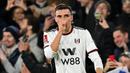 Pemain Fulham, Joao Palhinha melakukan selebrasi setelah mencetak gol ke ke gawang Leeds United pada laga Piala FA di Craven Cottage, London, 28 Februari 28, 2023. Palhinha direkrut Fulham dengan harga 20 juta euro dari Sporting CP. Gelandang bertahan asal Portugal tersebut tampil sangat fenomenal di lini tengah tim asuhan Marco Silva. Palhinha telah menjadi pemain pertama di lima liga top Eropa yang membuat lebih dari 100 tekel sukses musim ini. (AFP/Glyn Kirk)