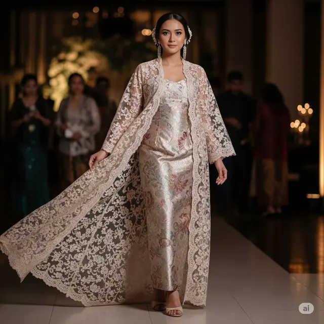 Long Dress Brokat + Outer Renda