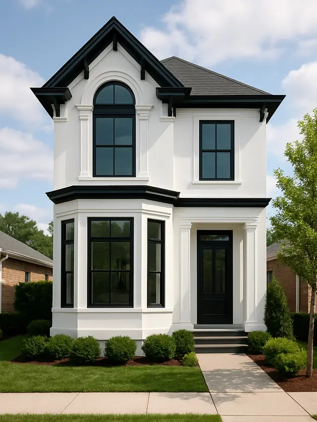 Rumah Minimalis Putih dengan List Hitam