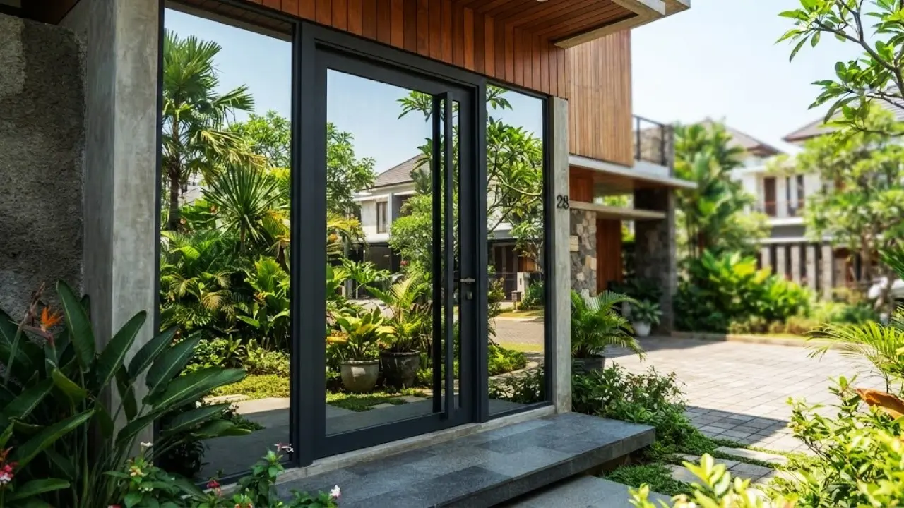 Pintu Depan Rumah dengan Kaca