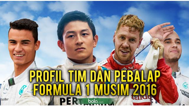 Inilah profil tim dan pebalap Formula 1 Musim 2016 yang akan memulai seri perdananya di sirkuit Albert Park Mellbourne Australia pada akhir pekan ini.