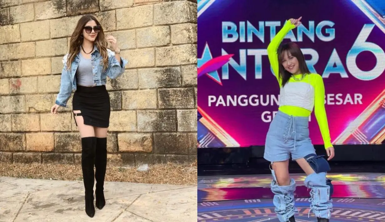 Ghea Youbi memberikan kesan feminin lewat padu-padan jaket jeans, tank top, dan rok mini. Sementara, Happy Asmara tampil nyentrik dengan long sleeve top neon dengan celana jeans asimetris.